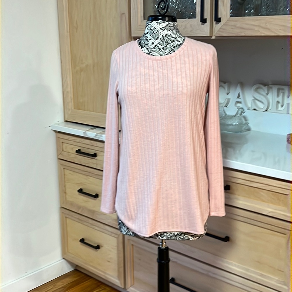 Lauren Conrad sweater; soft pink; bow tie back; size Small; excellent condition